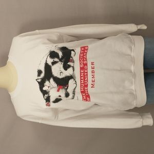 Charming Dog & Cat Sweatshirt Humane Society Artist Shane Dimmick Vintage Unworn